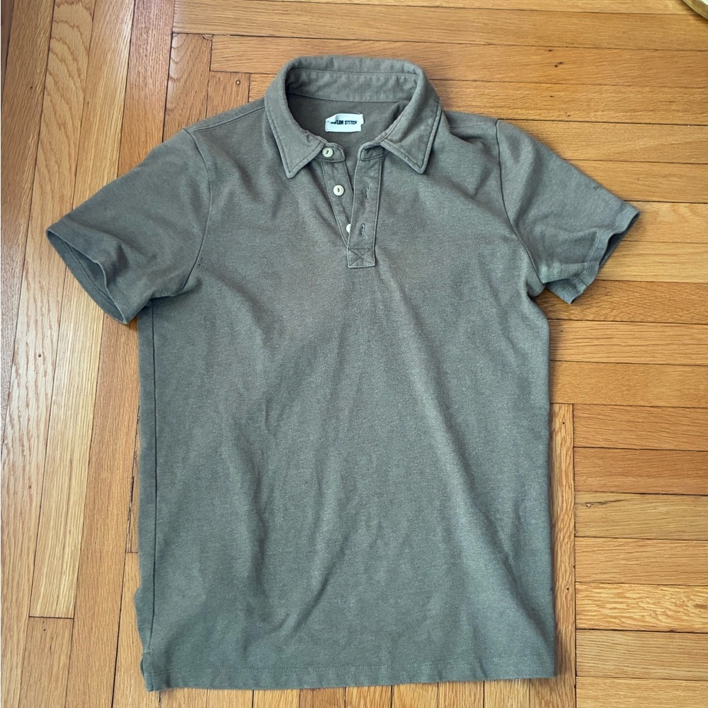 Taylor Stitch Olive Heavy Bag Polo Shirt